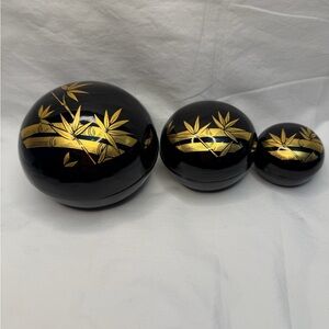 Japanese natsume tea caddies, trinket boxes, gold  maki-e lacquerware bamboo